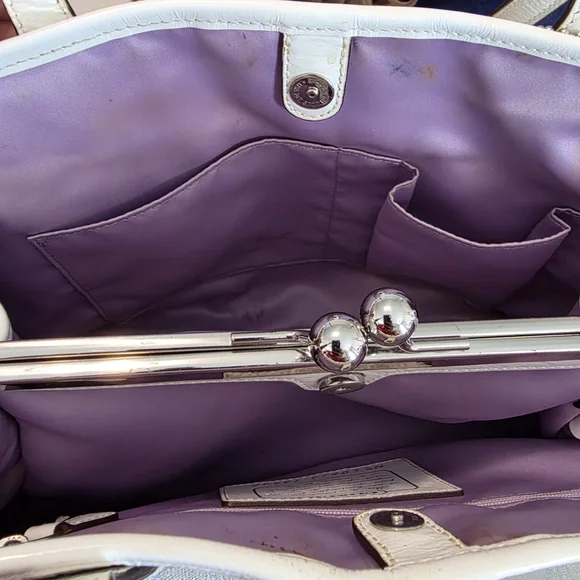 Coach Cream and Silver Tote Bag - Picture 4 of 6